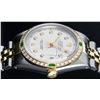 Image 2 : Rolex Mens 2 Tone 14K Silver & Emerald Diamond Datejust Wriswatch