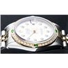 Image 3 : Rolex Mens 2 Tone 14K Silver & Emerald Diamond Datejust Wriswatch