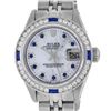 Image 1 : Rolex Ladies Stainless Steel MOP Diamond & Channel Set Sapphire Datejust Wristwa