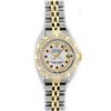 Image 2 : Rolex Ladies 2 Tone Yellow Gold MOP Ruby & Pyramid Diamond Datejust Wriswatch