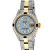 Image 2 : Rolex Ladies 2 Tone Yellow Gold 18K Gold Bezel Blue String Diamond & Sapphire Da