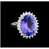 Image 1 : 8.58 ctw Tanzanite and Diamond Ring - 14KT White Gold