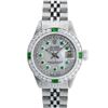 Image 2 : Rolex Ladies Stainless Steel MOP Emerald & Diamond Datejust Wristwatch