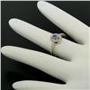 Image 7 : NEW Petite 14K Yellow Gold 0.50 ctw Oval Cut Tanzanite Ring w/ Round Diamond Hal