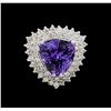 Image 2 : 10.95 ctw Tanzanite and Diamond Ring - 14KT White Gold