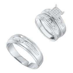 His Hers Round Diamond Cluster Matching Wedding Set 1/3 Cttw 10kt Yellow Gold - REF-52X5A