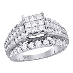 Princess Diamond Cluster Bridal Wedding Engagement Ring 2 Cttw 14kt White Gold - REF-148Y9N