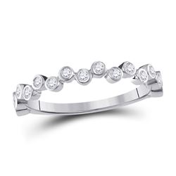 Womens Round Diamond Stackable Band Ring 1/4 Cttw 10kt White Gold - REF-16W9K