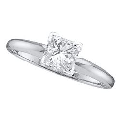 Womens Princess Diamond Solitaire Bridal Wedding Engagement Ring 1/5 Cttw 14kt White Gold - REF-23H5