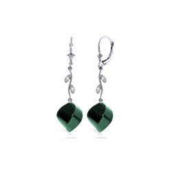 Genuine 30.52 ctw Green Sapphire Corundum & Diamond Earrings 14KT White Gold - REF-66X2M