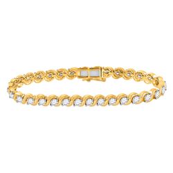 Womens Round Diamond Tennis Bracelet 5 Cttw 14kt Yellow Gold - REF-445K9Y