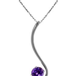 Genuine 0.55 ctw Amethyst Necklace 14KT White Gold - REF-26P2H