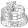 Image 1 : His Hers Round Diamond Heart Matching Wedding Set 1/4 Cttw 14kt White Gold - REF-57X5A