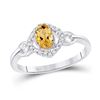 Image 1 : Womens Oval Lab-Created Citrine Diamond Solitaire Ring 1/2 Cttw 10kt White Gold - REF-14W5K