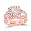 Image 1 : Princess Diamond Bridal Wedding Ring Band Set 1 Cttw 14kt Rose Gold - REF-93R5X