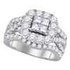 Image 1 : Princess Diamond Cluster Bridal Wedding Engagement Ring 2-1/2 Cttw 14kt White Gold - REF-184M9H