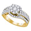 Image 1 : Womens Round Diamond Flower Cluster Ring 7/8 Cttw 10kt Yellow Gold - REF-56X5A