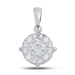 Womens Princess Diamond Fashion Cluster Pendant 2 Cttw 14kt White Gold - REF-203A9M