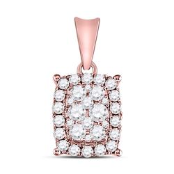 Womens Round Diamond Rectangular Cluster Pendant 1/2 Cttw 14kt Rose Gold - REF-30X9A