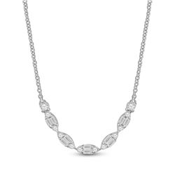 Womens Baguette Diamond Fashion Necklace 1/2 Cttw 14kt White Gold - REF-41K9Y