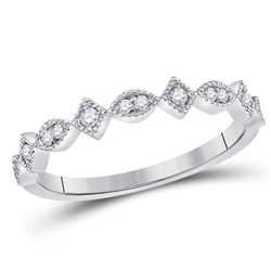 Womens Round Diamond Geometric Stackable Band Ring 1/8 Cttw 14kt White Gold - REF-18H5R