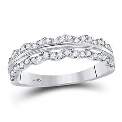Womens Round Diamond Contoured Symmetrical Band Ring 1/2 Cttw 14kt White Gold - REF-30Y5N