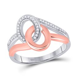 Womens Round Diamond Interlocked Rings Fashion Ring 1/8 Cttw 10kt Two-tone Gold - REF-20F9W