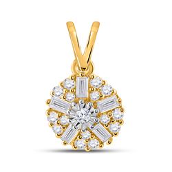 Womens Baguette Diamond Cluster Pendant 1/4 Cttw 14kt Yellow Gold - REF-18R5X