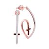 Image 1 : Womens Round Red Color Enhanced Diamond Cross Dangle Earrings 1/4 Cttw 10kt Rose Gold - REF-26A9M