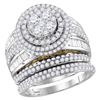 Image 1 : Round Diamond Cluster Bridal Wedding Ring Band Set 2-1/2 Cttw 14kt Two-tone Gold - REF-187A5M