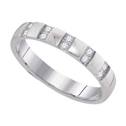 Mens Round Diamond Machine-set Comfort 4mm Wedding Band Ring 1/6 Cttw 10kt White Gold - REF-21Y5N