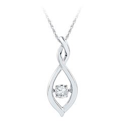 Womens Round Diamond Moving Twinkle Solitaire Pendant .03 Cttw 10kt White Gold - REF-12F9W