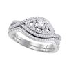 Image 1 : Round Diamond Bridal Wedding Ring Band Set 1/2 Cttw 10k White Gold - REF-49M5H