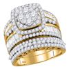 Image 1 : Round Diamond Bridal Wedding Ring Band Set 2-1/2 Cttw 14kt Yellow Gold - REF-184H9R