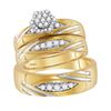 Image 1 : His Hers Round Diamond Cluster Matching Wedding Set 1/2 Cttw 10kt Yellow Gold - REF-57N5F