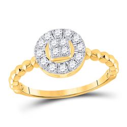 Womens Round Diamond Circle Ring 1/3 Cttw 10kt Yellow Gold - REF-24K5Y
