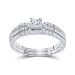Princess Diamond Bridal Wedding Ring Band Set 1/5 Cttw 10kt White Gold - REF-20R5X