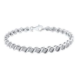 Womens Round Diamond Tennis Bracelet 1/2 Cttw 10kt White Gold - REF-71F9W