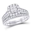 Image 1 : Princess Diamond Bridal Wedding Ring Band Set 1 Cttw 14kt White Gold - REF-71R9X