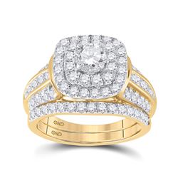 Round Diamond Bridal Wedding Ring Band Set 2 Cttw 14kt Yellow Gold - REF-219K5Y