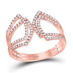 Womens Round Diamond Modern Fashion Band Ring 1/4 Cttw 10kt Rose Gold - REF-16N9F