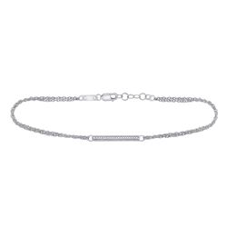 Womens Round Diamond Single Row Bar Fashion Bracelet 1/20 Cttw 10kt White Gold - REF-10W5K