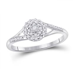 Womens Round Diamond Solitaire Promise Ring 1/5 Cttw 10kt White Gold - REF-16X9A