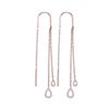 Image 1 : Womens Round Diamond Double Teardrop Dangle Threader Earrings 1/8 Cttw 10kt Rose Gold - REF-16W9K