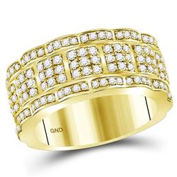 Mens Round Diamond Band Ring 1-7/8 Cttw 14kt Yellow Gold - REF-142X5A