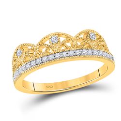 Womens Round Diamond Band Ring 1/5 Cttw 10kt Yellow Gold - REF-21N5F