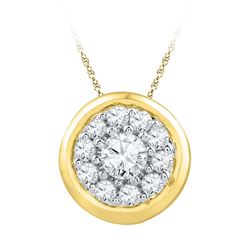 Womens Round Diamond Cluster Pendant 1/4 Cttw 10kt Yellow Gold - REF-15F9W