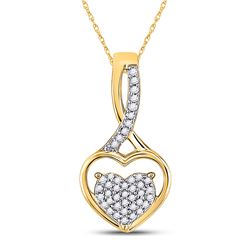 Womens Round Diamond Heart Pendant 1/6 Cttw 10kt Yellow Gold - REF-10M5H