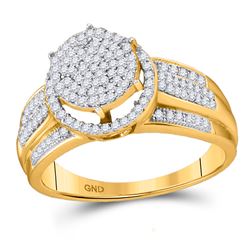 Womens Round Diamond Circle Cluster Ring 3/8 Cttw 10kt Yellow Gold - REF-27A9M