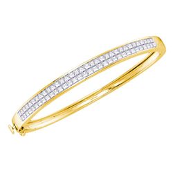 Womens Princess Diamond Bangle Bracelet 4 Cttw 14kt Yellow Gold - REF-335N9F